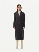 Women's Cashmere Peak Lapel Long Coat Grey - Gobi Cashmere #color_charcoal