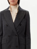 Women's Cashmere Peak Lapel Long Coat Grey - Gobi Cashmere #color_charcoal