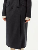 Women's Cashmere Peak Lapel Long Coat Grey - Gobi Cashmere #color_charcoal