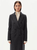 Women's Cashmere Peak Lapel Long Coat Grey - Gobi Cashmere #color_charcoal