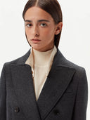 Women's Cashmere Peak Lapel Long Coat Grey - Gobi Cashmere #color_charcoal