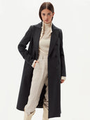 Women's Cashmere Peak Lapel Long Coat Grey - Gobi Cashmere #color_charcoal