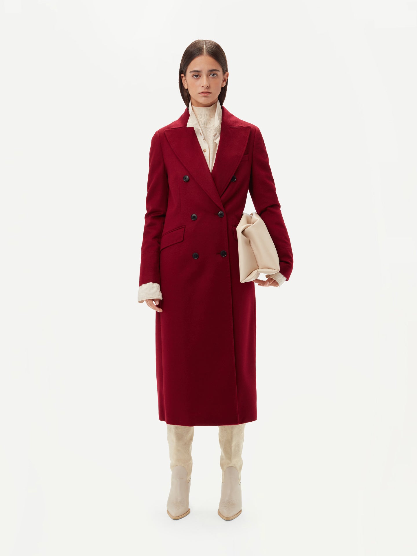 Cashmere Peak-lapel Long Coat