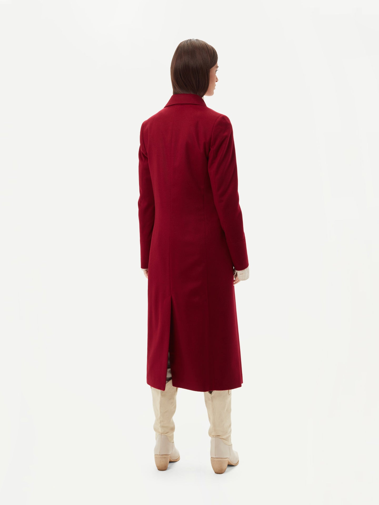 Cashmere Peak-lapel Long Coat