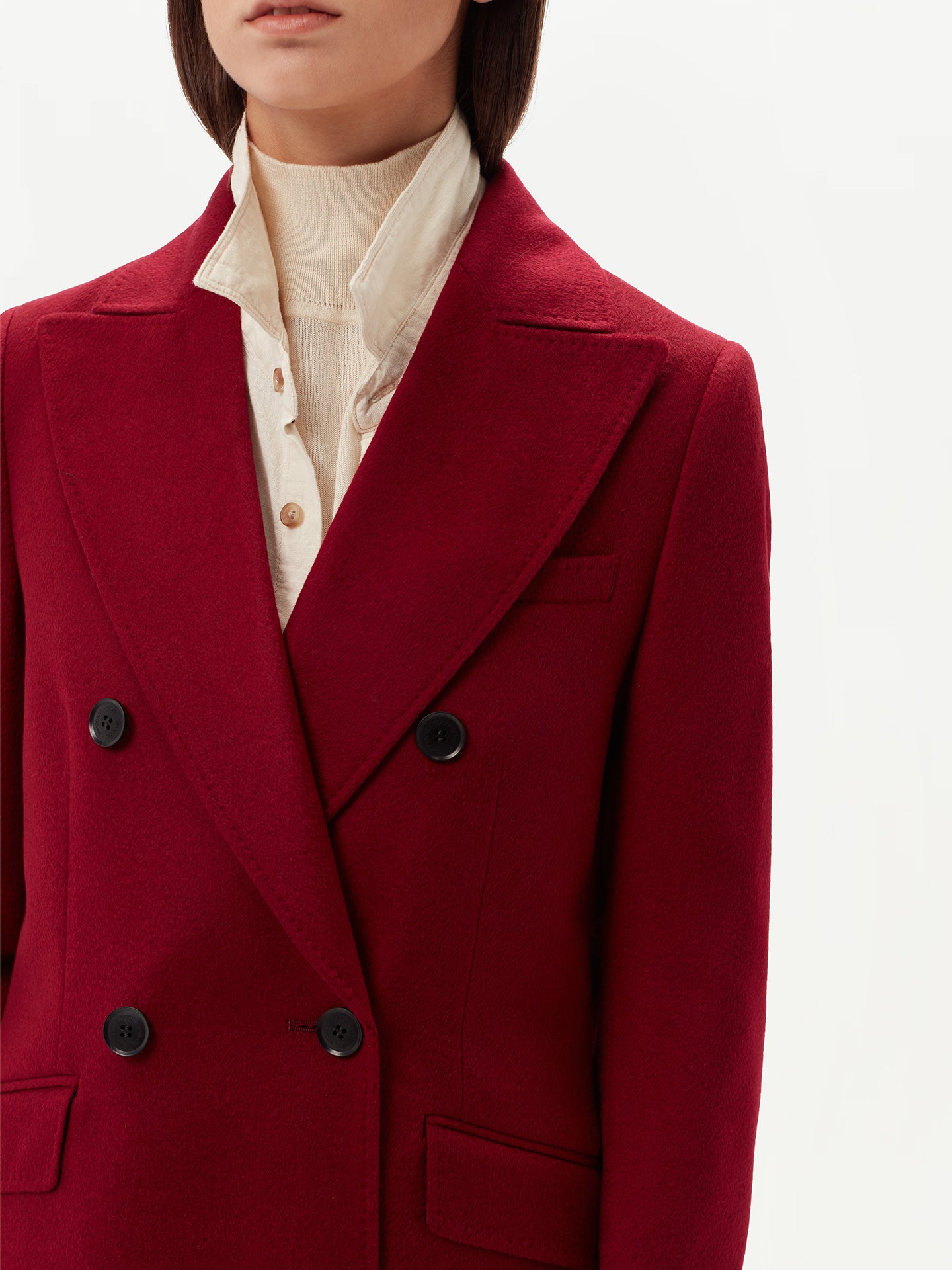 Cashmere Peak-lapel Long Coat
