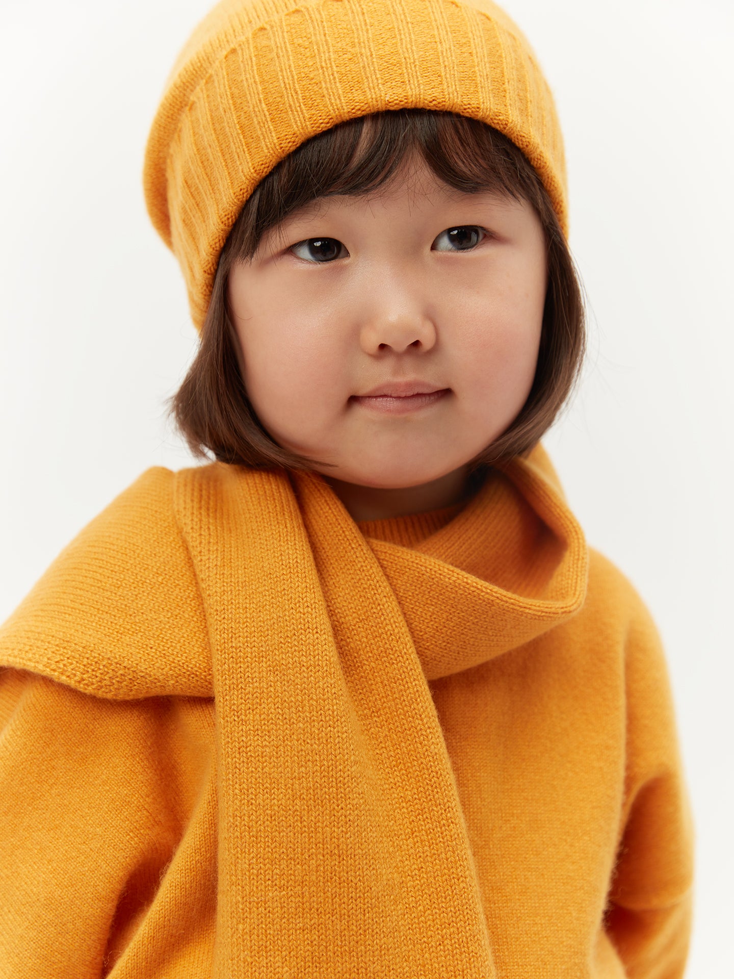 Unisex Cashmere Kids Knitted Scarf Candmium Yellow - Gobi Cashmere