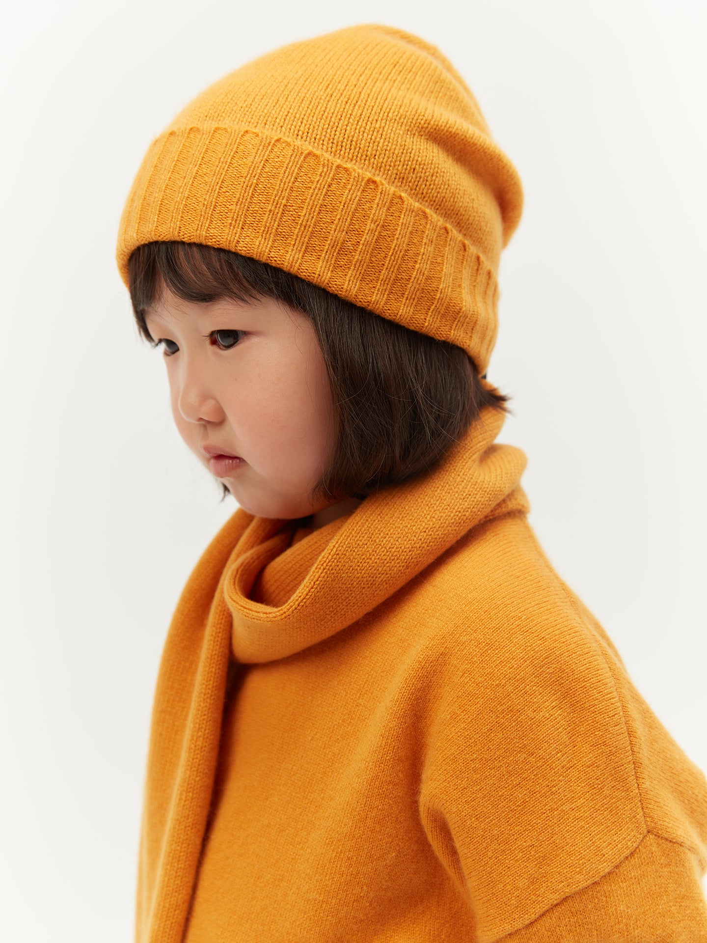 Unisex Cashmere Kids Knitted Scarf Candmium Yellow - Gobi Cashmere