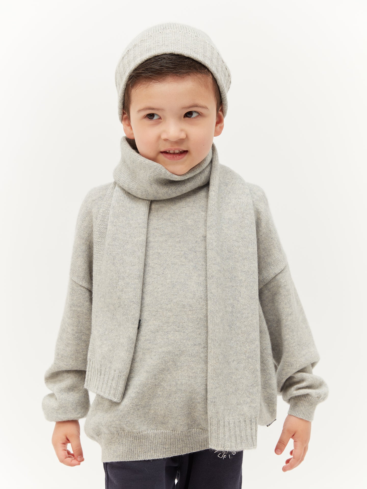 Unisex Cashmere Kids Knitted Scarf Blue Dawn - Gobi Cashmere