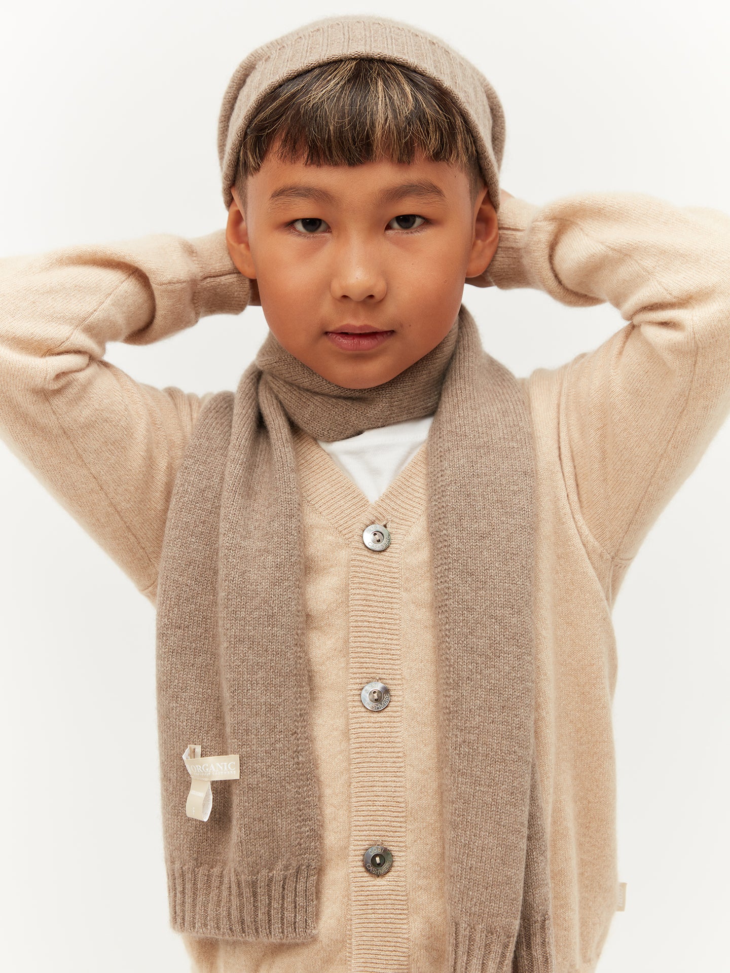 Kids Organic Cashmere Beanie Taupe - Gobi Cashmere