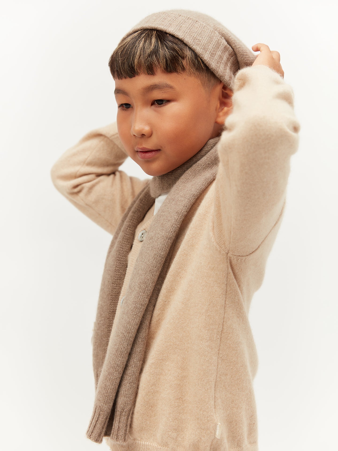 Kids Organic Cashmere Beanie Taupe - Gobi Cashmere