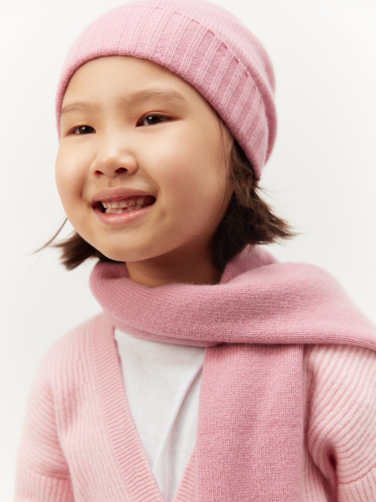 Unisex Cashmere Kids Knitted Scarf Pink - Gobi Cashmere