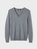 Women’s Basic V-Neck Cashmere Jumper Dim Gray | GOBI UK #color_dim-gray