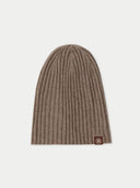 Organic Colour Cashmere Rib Knit Hat Taupe - Gobi Cashmere