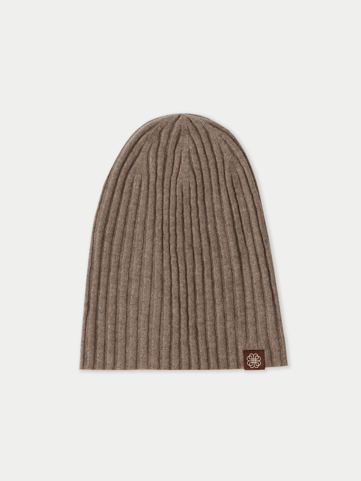 Unisex Organic Cashmere Rib Knit Hat Taupe - Gobi Cashmere