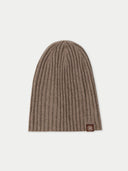 Organic Colour Cashmere Rib Knit Hat Taupe - Gobi Cashmere #color_taupe