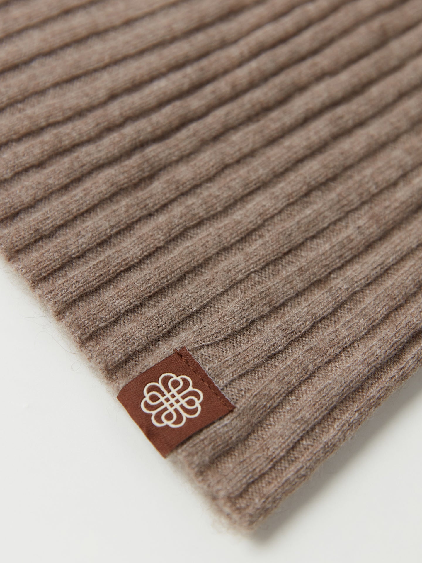 Unisex Organic Cashmere Rib Knit Hat Taupe - Gobi Cashmere