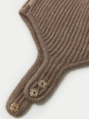 Brown knitted baby booties with buttons on a white background #color_taupe
