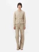 Women's Cashmere Crew Neck Cardigan Warm Grey - Gobi Cashmere #color_warm-grey
