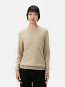 Women's Organic Colour Crew Neck Cashmere Jumper Warm Grey #color_warm-grey