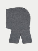 A gray cable-knit cashmere hood with a visible brand tag on the lower side. #color_plum-kitten