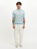 Men's Silk Cashmere Casual T-shirt Navy - Gobi Cashmere #color_cerulean