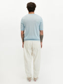 Men's Silk Cashmere Casual T-shirt Navy - Gobi Cashmere #color_cerulean