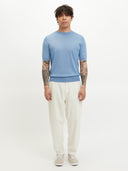 Silk Cashmere Casual T-shirt Blue - Gobi Cashmere #color_blue
