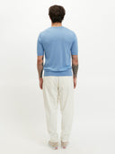 Silk Cashmere Casual T-shirt Blue - Gobi Cashmere #color_blue