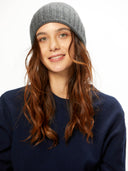 Women's Cashmere Rib Knit Hat Dim Gray - Gobi Cashmere #color_gray