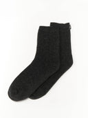 Unisex Cashmere Trim Knit Bed Socks Charcoal - Gobi Cashmere