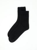 Women's Cashmere Trim Knit Socks Black - Gobi Cashmere #color_black