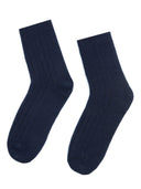 Unisex Cashmere Rib Knit Socks Navy - Gobi Cashmere #color_navy