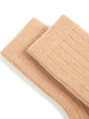 Unisex Cashmere Rib Knit Socks Taupe- Gobi Cashmere #color_toasted-almond