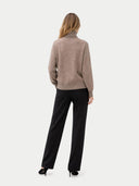 Organic Colour Women T-Neck Cashmere Jumper Taupe - Gobi Cashmere