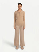 Women's Organic Cashmere Lightweight Polo Giorgio Spina Beige #color_beige