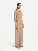 Women's Organic Cashmere Lightweight Polo Giorgio Spina Beige #color_beige