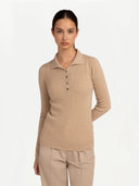 Women's Organic Cashmere Lightweight Polo Giorgio Spina Beige #color_beige