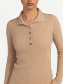 Women's Organic Cashmere Lightweight Polo Giorgio Spina Beige #color_beige