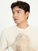 Men's Cashmere Gloves Taupe- Gobi Cashmere #color_beige