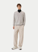 Essential V-Neck Cashmere Jumper in Dawn Blue — Gobi Cashmere #color_blue