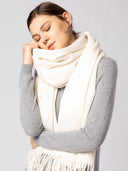 Women's Cashmere Oversized Woven Scarf White - Gobi Cashmere #color_soft-white