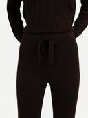 Women's Cashmere Ribbed-Knit Trousers Brown - Gobi Cashmere #color_wren