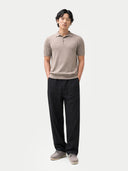 Men Classic Polo Shirt with Short Sleeve Taupe - Gobi Cashmere