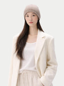 Organic Colour Cashmere Rib Knit Hat Taupe - Gobi Cashmere #color_taupe