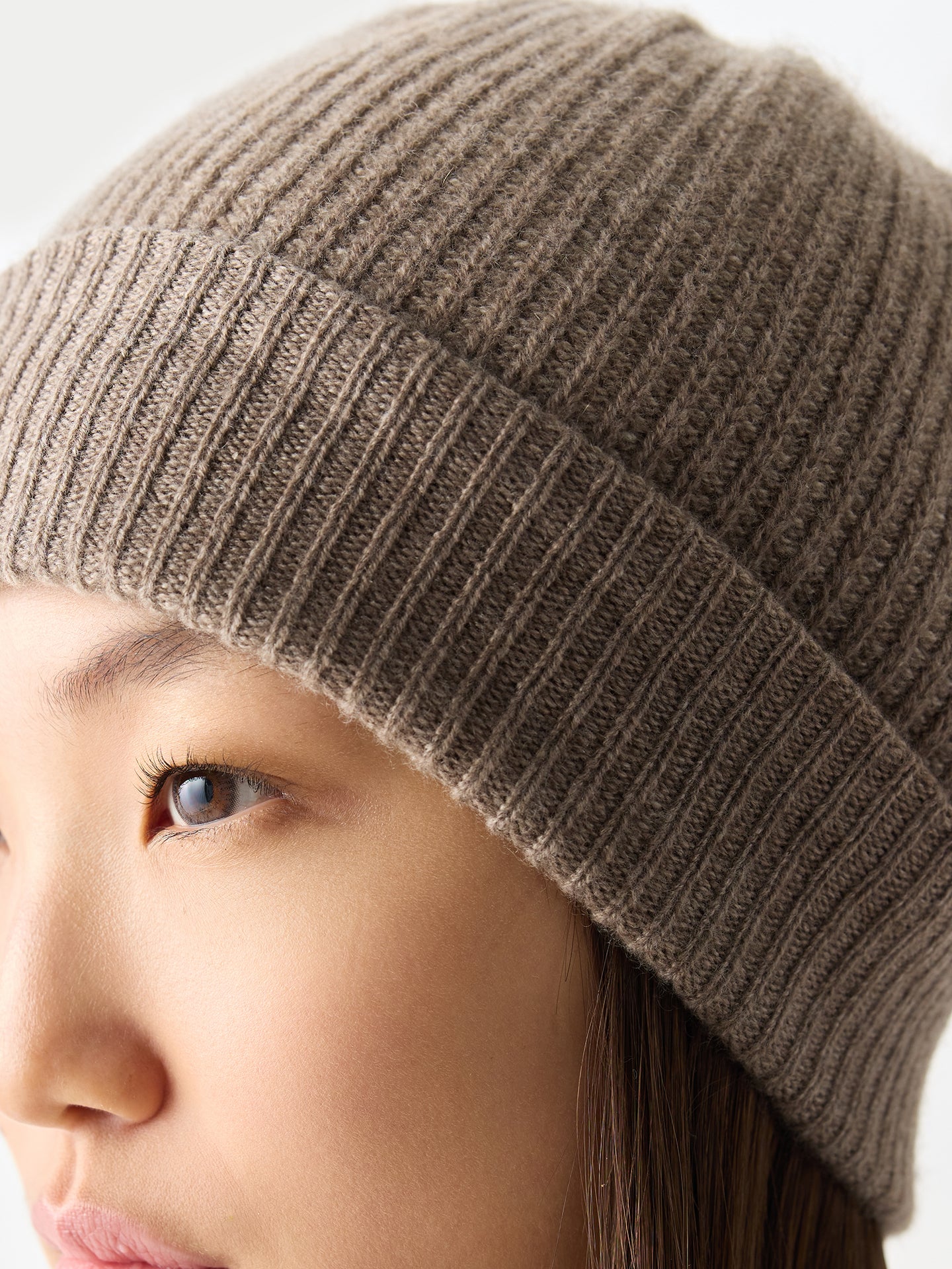 Organic Colour Cashmere Ribbed Knit Hat
