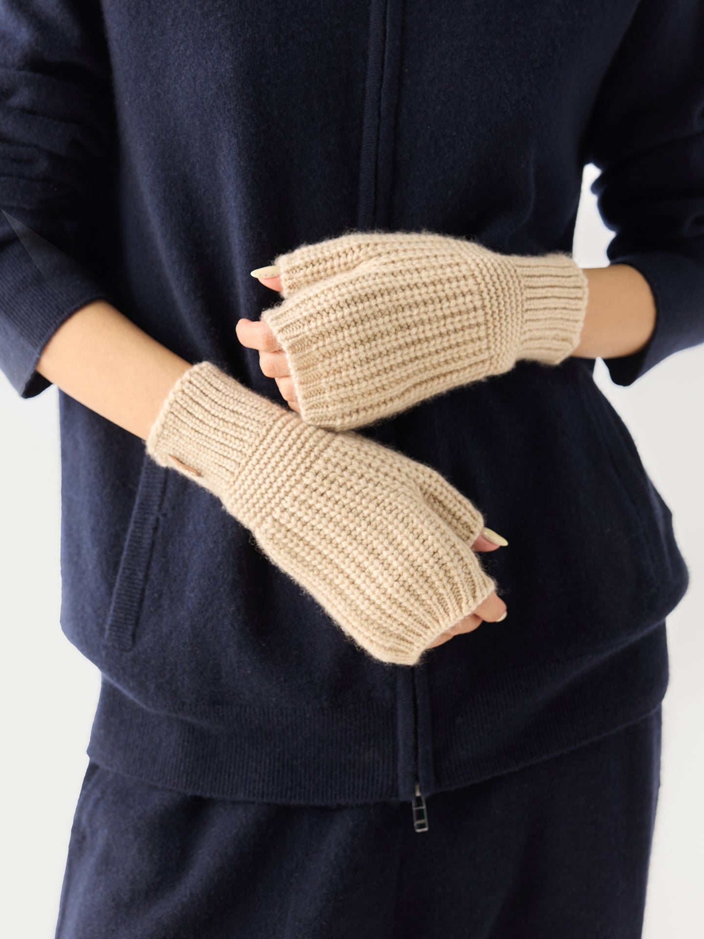 Organic Colour Rib-Knit Cashmere Gloves