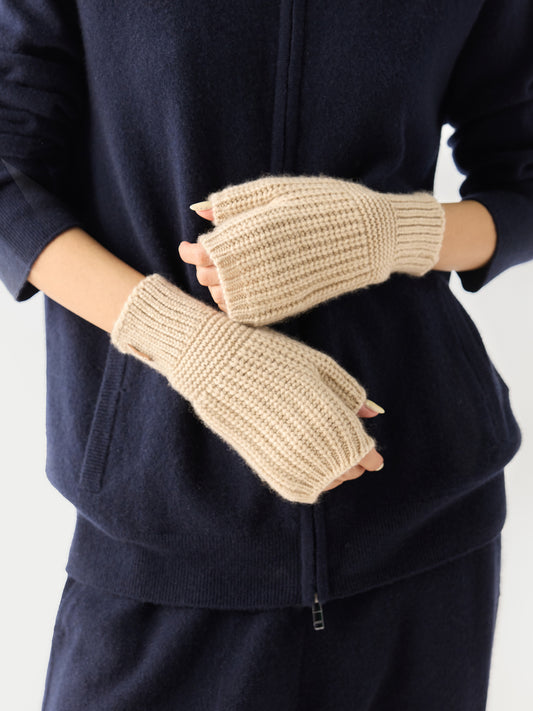 Organic Colour Rib-Knit Cashmere Gloves