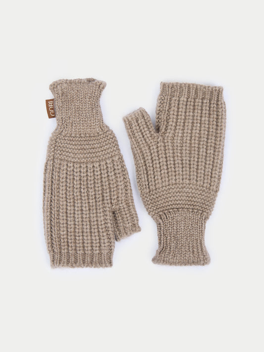 Organic Colour Rib-Knit Cashmere Gloves