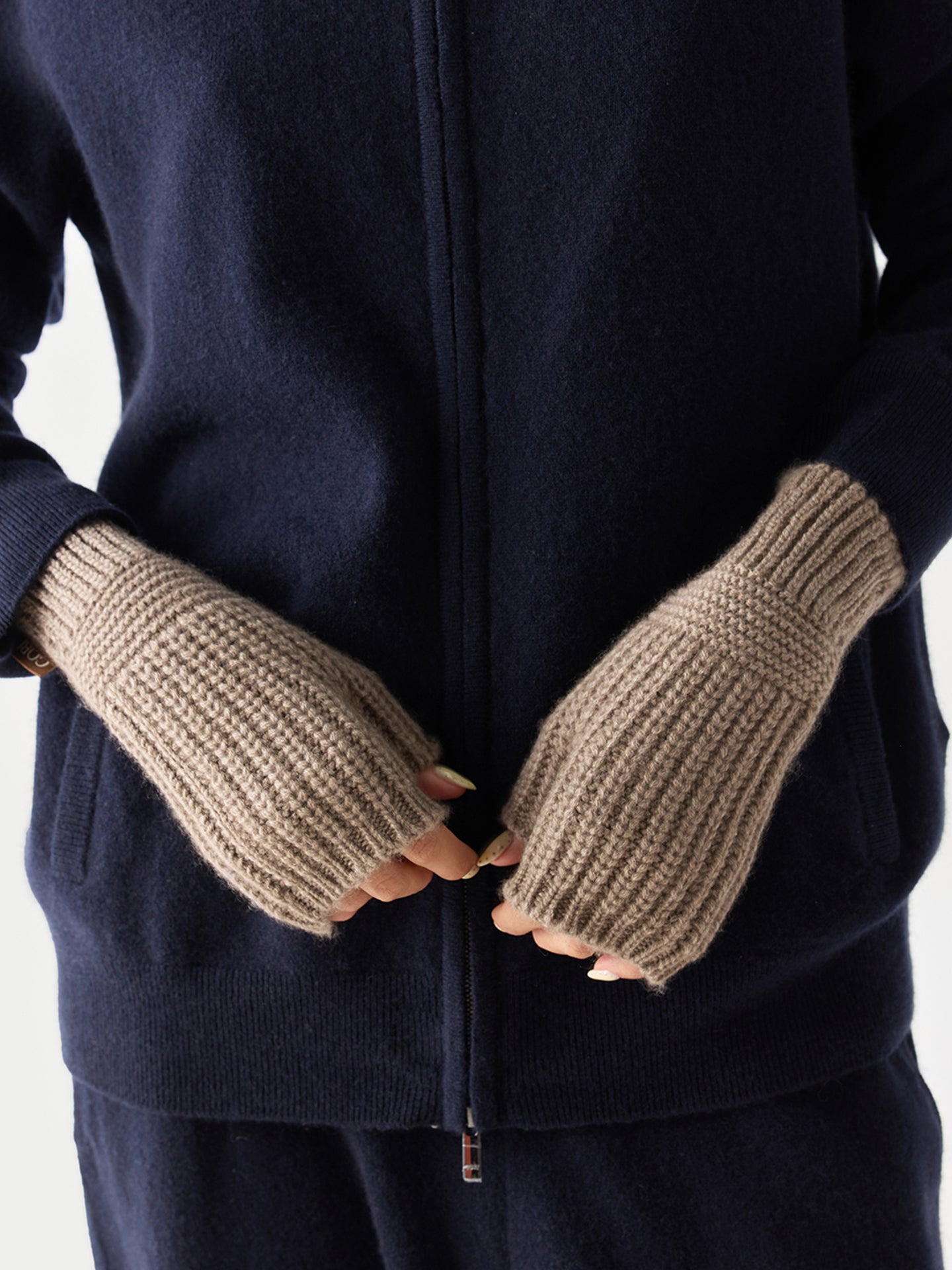 Organic Colour Rib-Knit Cashmere Gloves