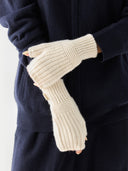Cashmere Fingerless Mittens White I GOBI UK
